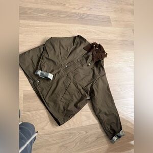 Barbour Jacket with Plaid Lining Barn Jacket non wax